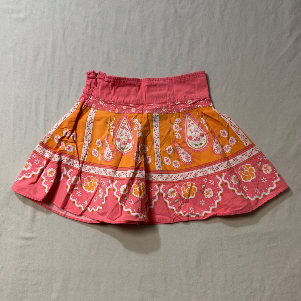 Paisley Skirt Girl’s 4 Summer Skater Circle Party Lightweight   Orange Pink Cute